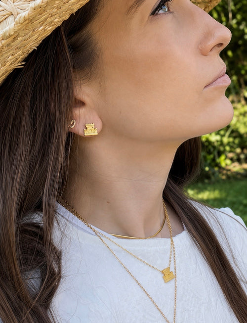 Beis Hamikdash Gold Stud Earrings
